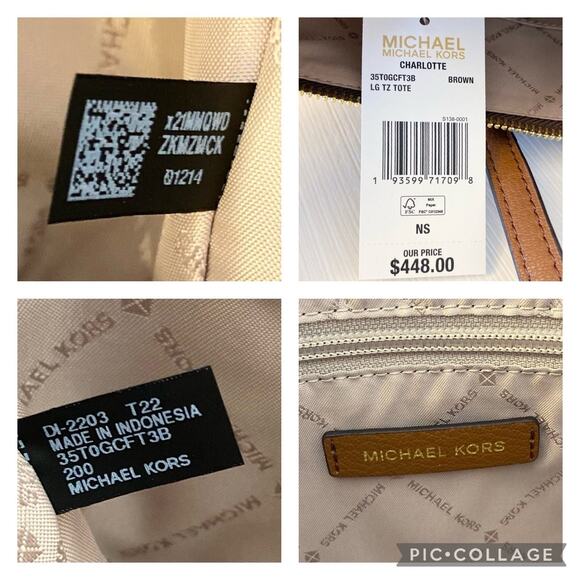 Michael Kors Charlotte Top Zip Tote shoulder bag brown - Picture 8 of 9